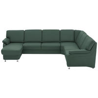 WOHNLANDSCHAFT Echtleder Opal  - Opal/Alufarben, Konventionell, Leder/Metall (165/329/239cm) - Beldomo Premium