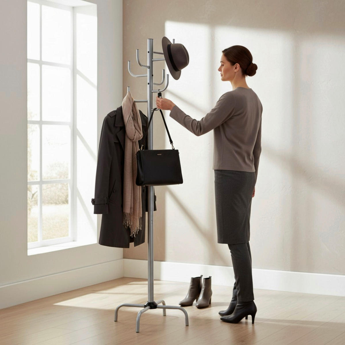 KLEIDERSTÄNDER in Alufarben 37/180/37 cm   - Alufarben, Basics, Metall (37/180/37cm) - Boxxx