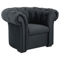 CHESTERFIELD-SESSEL in Velours Anthrazit  - Anthrazit/Schwarz, Design, Holz/Textil (114/78/91cm) - MID.YOU