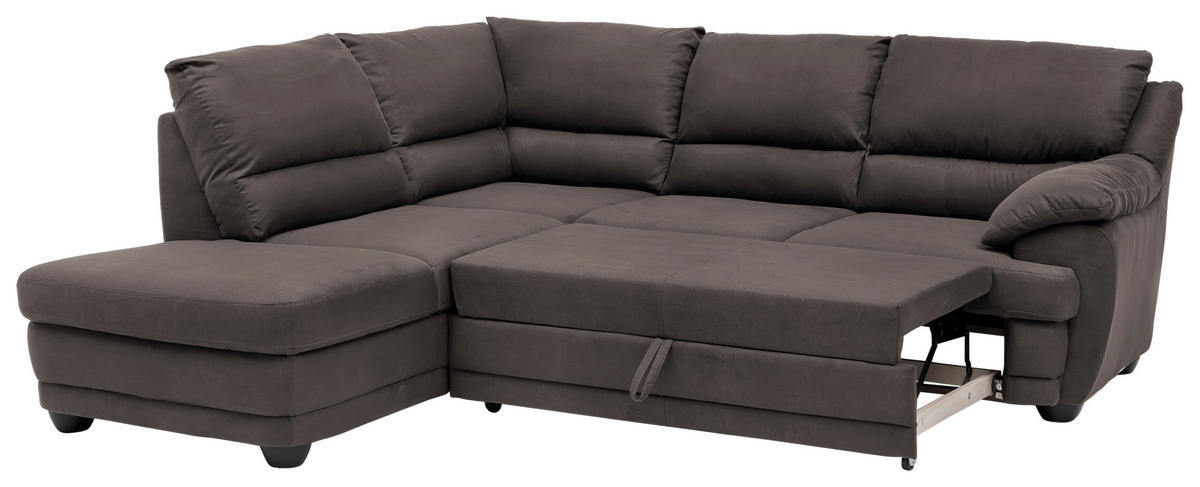 ECKSOFA in Mikrofaser Braun  - Schwarz/Braun, Design, Kunststoff/Textil (225/245cm) - Livetastic