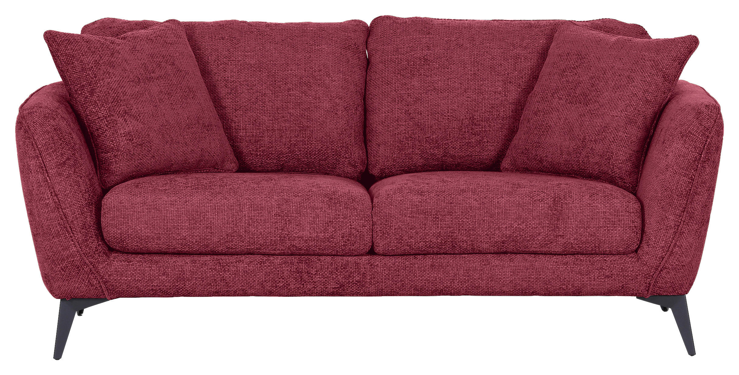 2-SITZER-SOFA Chenille Bordeaux  - Bordeaux/Schwarz, KONVENTIONELL, Textil/Metall (190/70/98cm) - Carryhome
