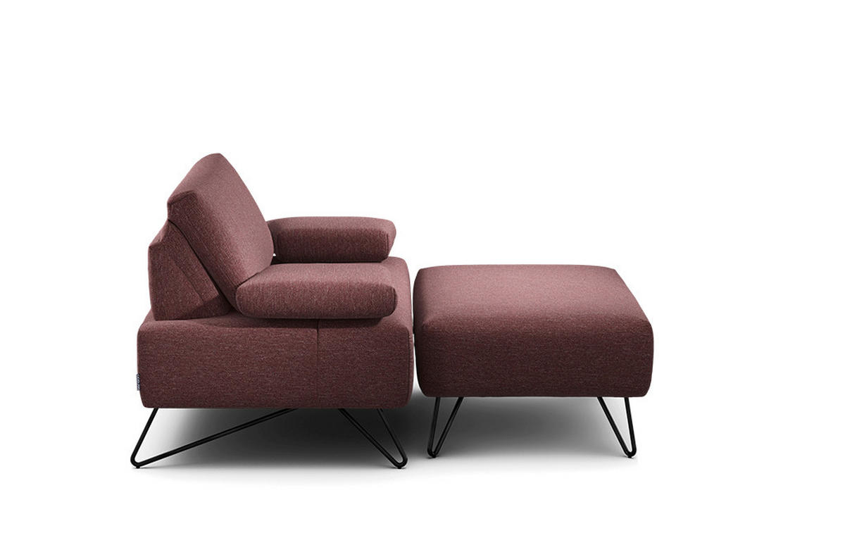 SESSELSET in Chenille Rot  - Rot/Schwarz, Design, Textil/Metall (114-142/85/86-94cm) - SENSOO