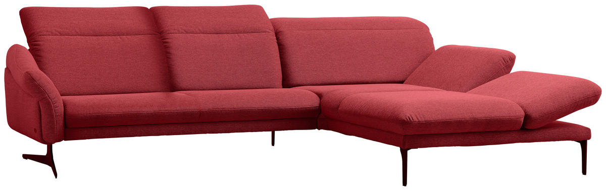 ECKSOFA in Webstoff Rot  - Anthrazit/Rot, Design, Textil/Metall (299/203cm) - Himolla