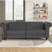 SCHLAFSOFA Lederlook Grau  - Schwarz/Grau, Basics, Holz/Textil (236/83cm) - Livetastic