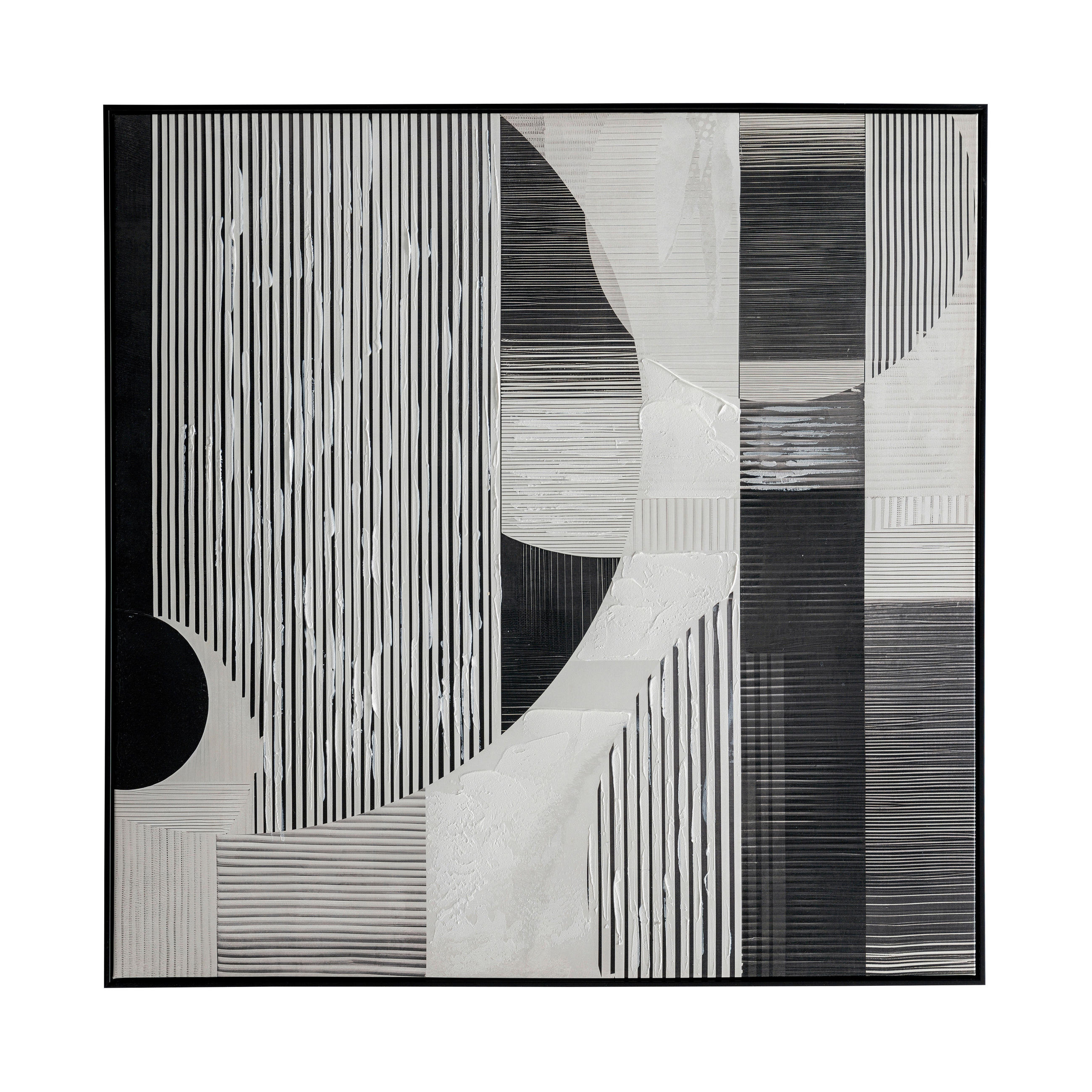 UMELECKÁ TLAČ, abstraktné, 100/100 cm - čierna/biela, Design, drevo/textil (100/100cm) - Monee