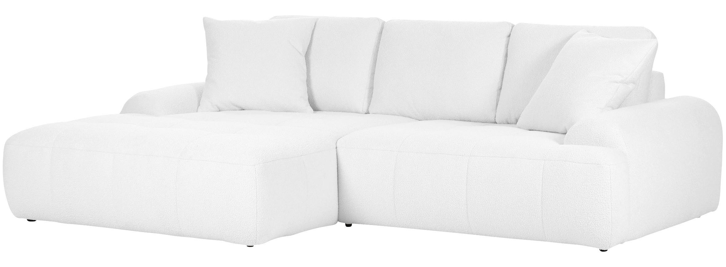 ECKSOFA Weiß Flachgewebe  - Schwarz/Weiß, KONVENTIONELL, Kunststoff/Textil (195/286cm) - Carryhome