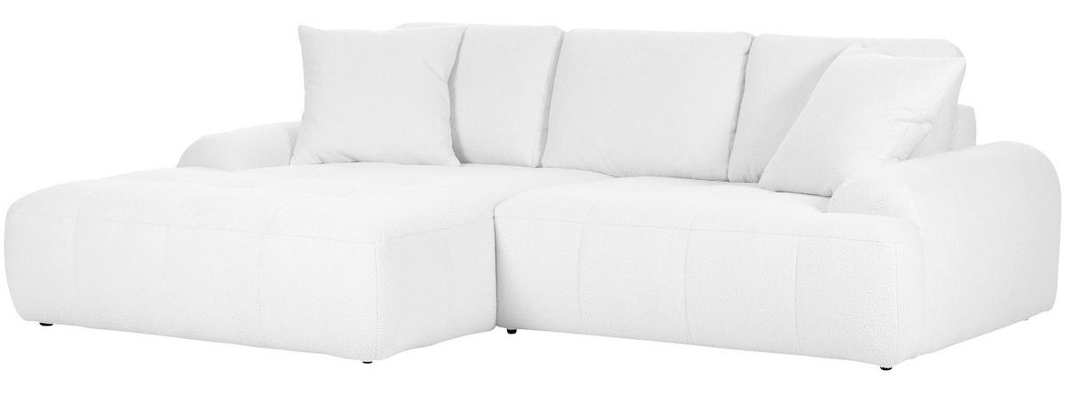ECKSOFA in Flachgewebe Weiss  - Weiss/Schwarz, Konventionell, Kunststoff/Textil (195/286cm) - Carryhome