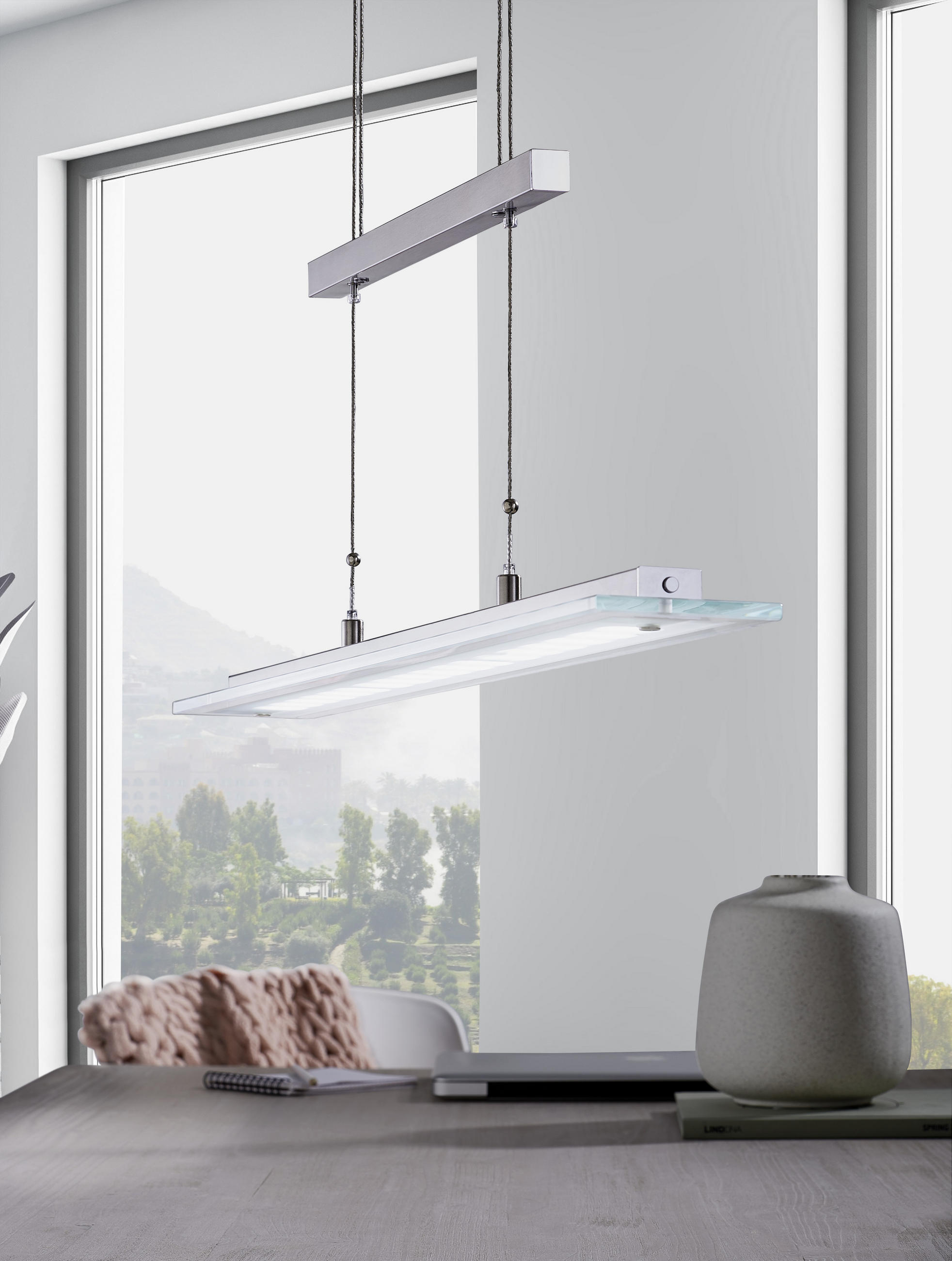 LED-HÄNGELEUCHTE Tenso 64/150 cm   - Chromfarben/Nickelfarben, KONVENTIONELL, Glas/Metall (64/150cm) - Fischer & Honsel