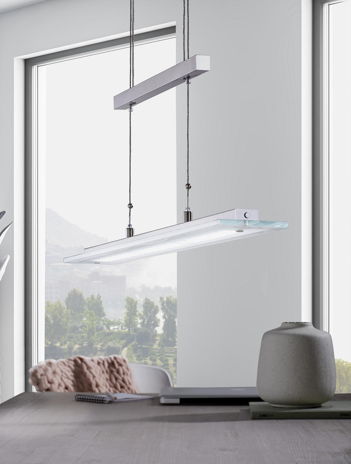 LED-HÄNGELEUCHTE Tenso 64/150 cm   - Chromfarben/Nickelfarben, KONVENTIONELL, Glas/Metall (64/150cm) - Fischer & Honsel