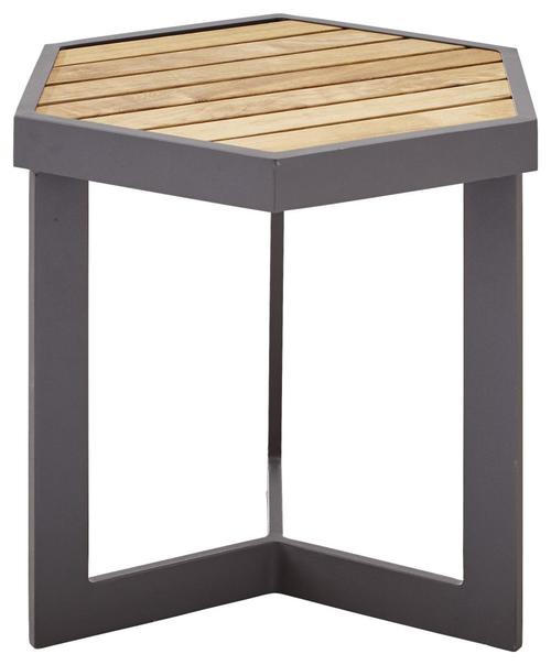 GARTENBEISTELLTISCH 35/40/40 cm Holz, Metall  - Graphitfarben/Teakfarben, Design, Holz/Metall (35/40/40cm) - Zebra 