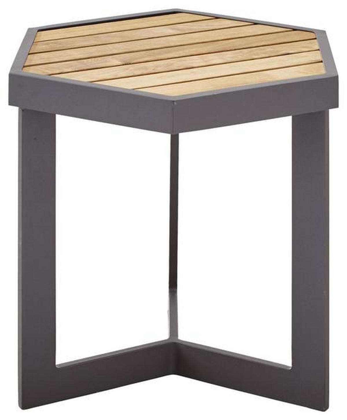 GARTENBEISTELLTISCH 35/40/40 cm Holz, Metall  - Graphitfarben/Teakfarben, Design, Holz/Metall (35/40/40cm) - Zebra 