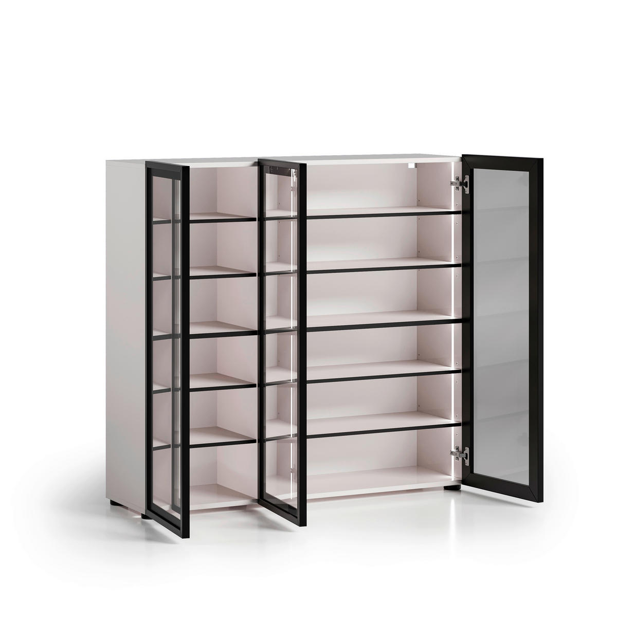 SCHUHSCHRANK Schwarz, Kaschmir  - Kaschmir/Schwarz, Design, Glas/Holzwerkstoff (120/115/34cm) - Voleo