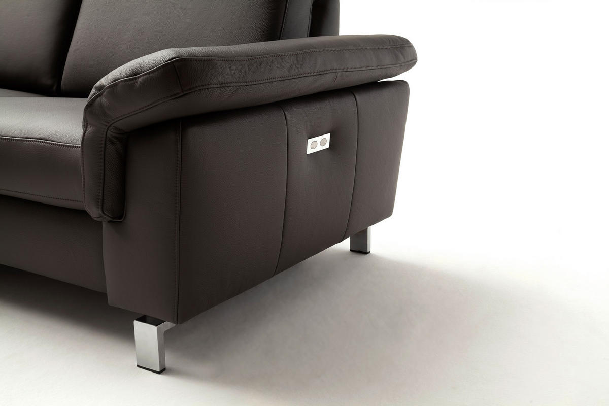 ECKSOFA in Echtleder Braun  - Chromfarben/Braun, Design, Leder/Metall (200/271cm) - Pure Home Lifestyle