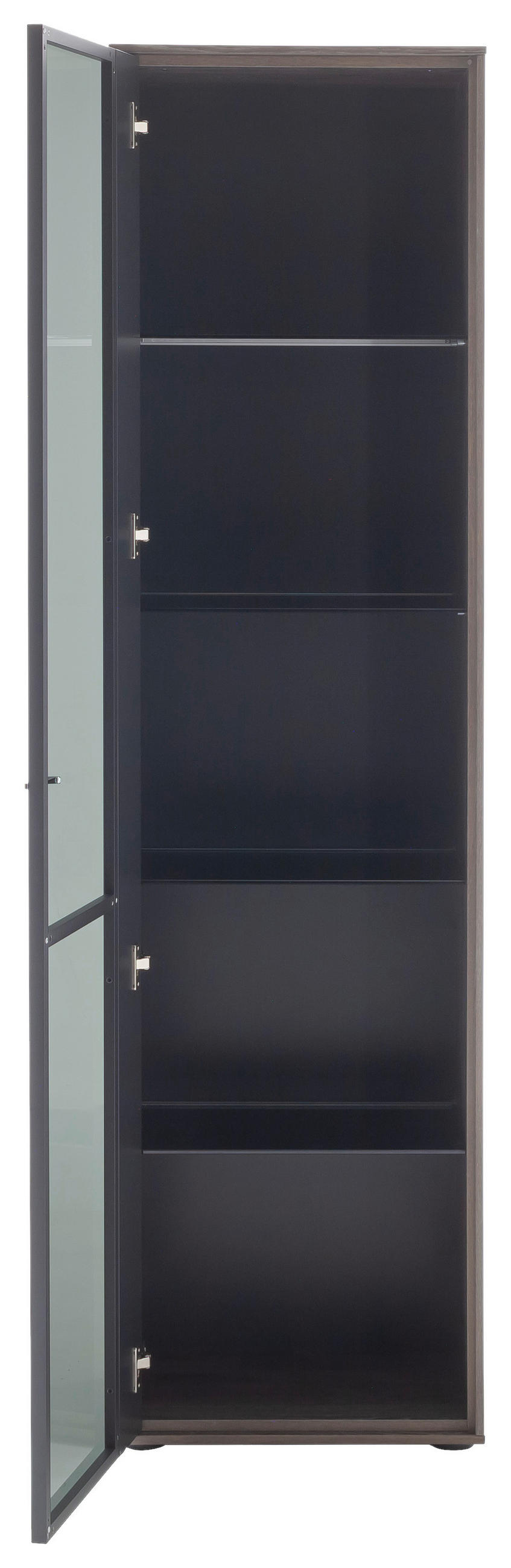 VITRINE  in furniert Eiche Schwarz, Eichefarben - Eichefarben/Anthrazit, Design, Glas/Holz (50/190/37cm) - Novel