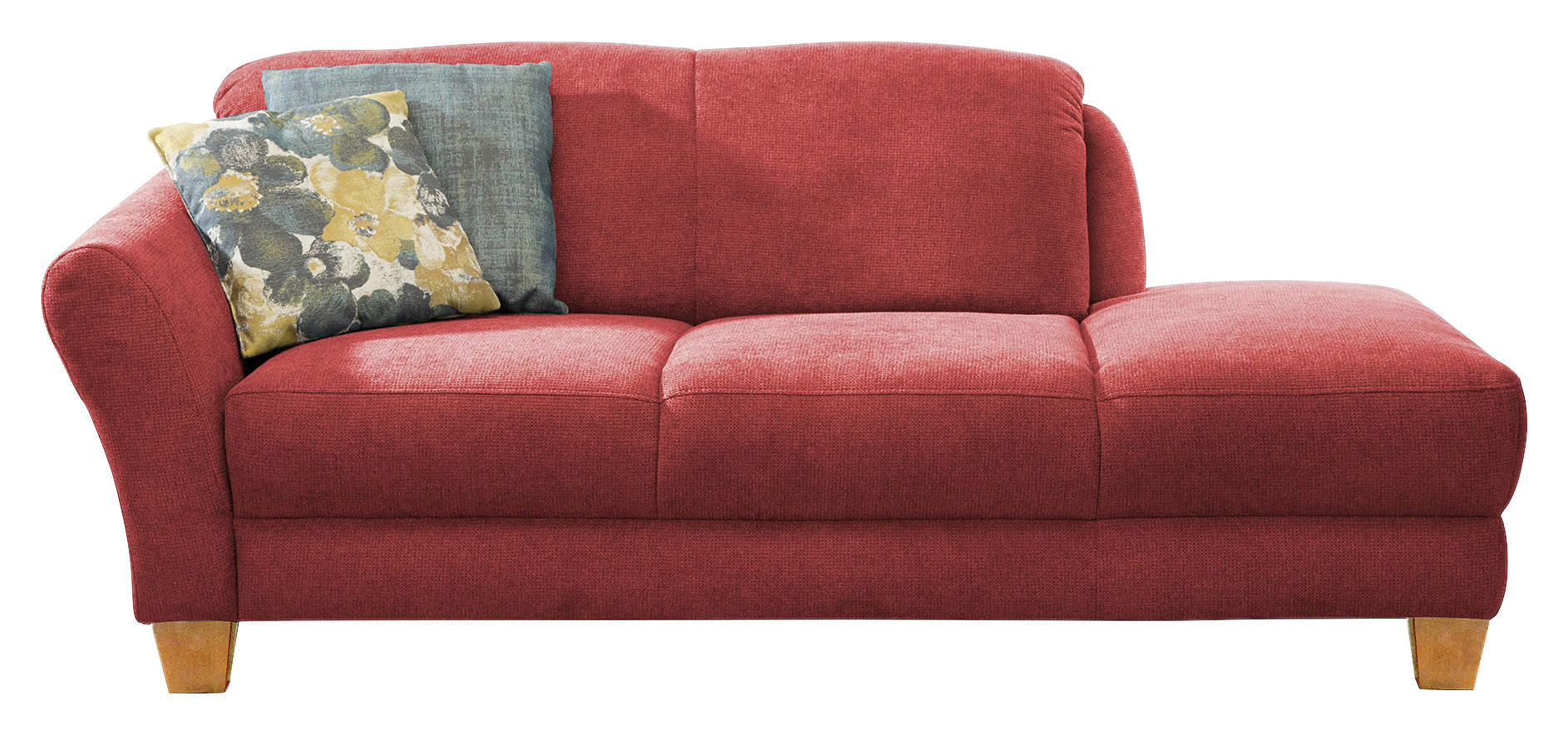 RÉCAMIERE in Flachgewebe Rot  - Rot/Naturfarben, Konventionell, Holz/Textil (194/84/91cm) - Sit & More