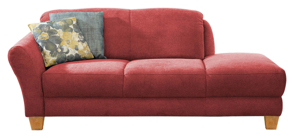 RÉCAMIERE in Flachgewebe Rot  - Rot/Naturfarben, Konventionell, Holz/Textil (194/84/91cm) - Sit & More