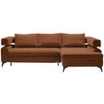 ECKSOFA in Chenille Cognac  - Cognac/Schwarz, KONVENTIONELL, Textil/Metall (265/184cm) - Hom`in