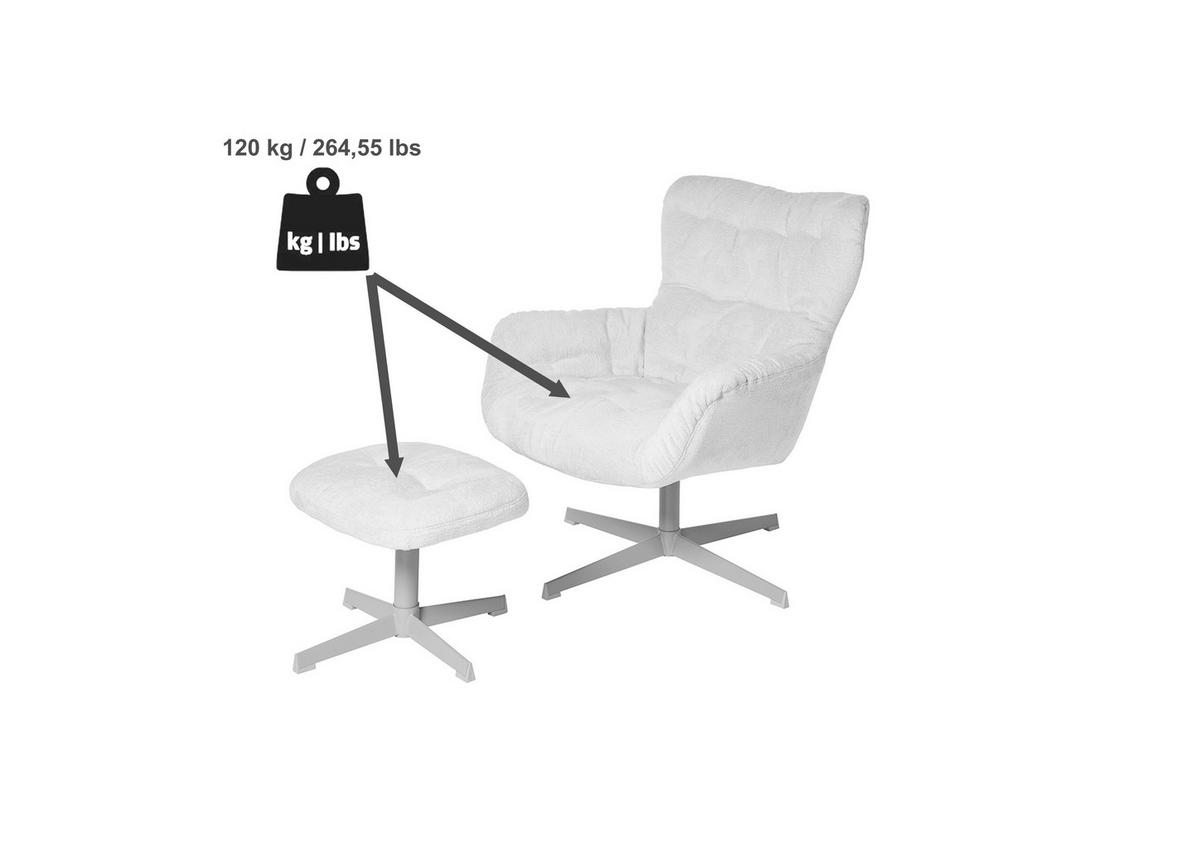 RELAXSESSELSET in Holz, Metall, Textil Creme  - Creme, MODERN, Holz/Textil (83/88/80cm) - MID.YOU