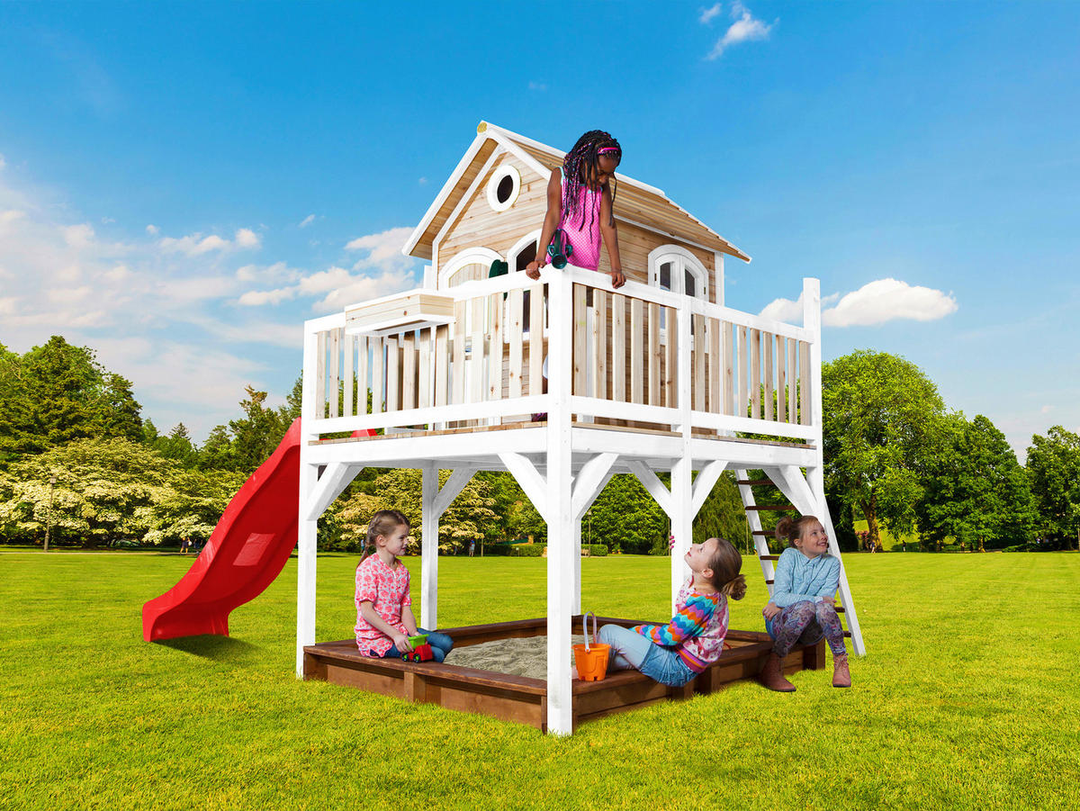 SPIELTURM 377/291/255 cm  - Rot/Braun, KONVENTIONELL, Holz (377/291/255cm) - Ambia Garden