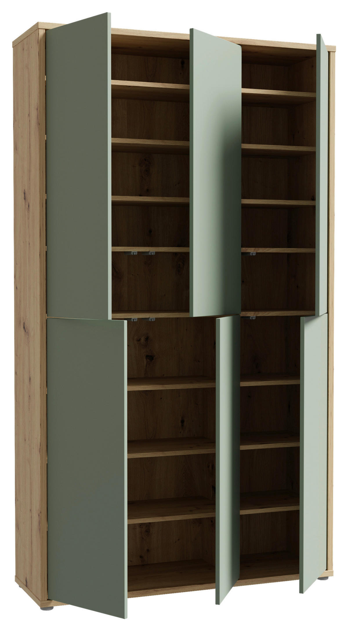 SCHUHSCHRANK 109,2/191,9/34,9 cm  - Salbeigrün/Eiche Artisan, MODERN, Holzwerkstoff/Kunststoff (109,2/191,9/34,9cm) - Xora