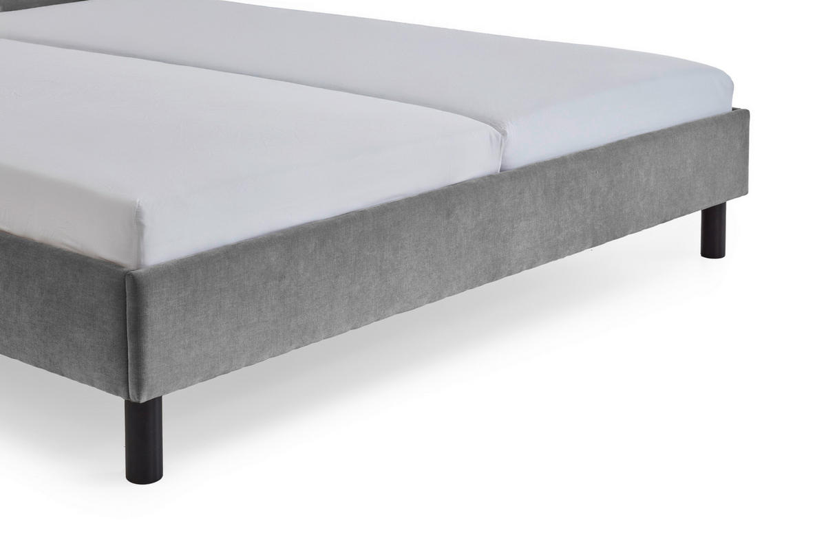 POLSTERBETT 180/200 cm  in Grau  - Schwarz/Grau, Basics, Holz/Textil (180/200cm) - Boxxx