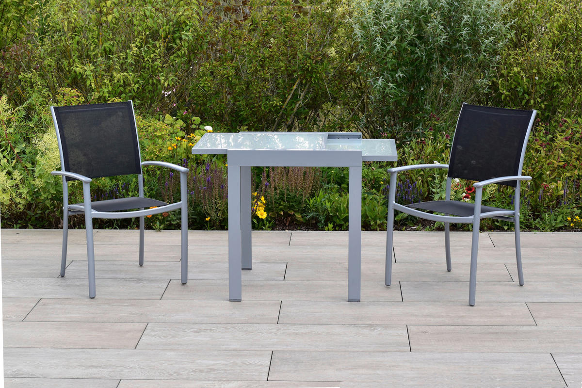 GARTENSET Aluminium  - Silberfarben/Schwarz, MODERN, Textil/Metall - Gardenson