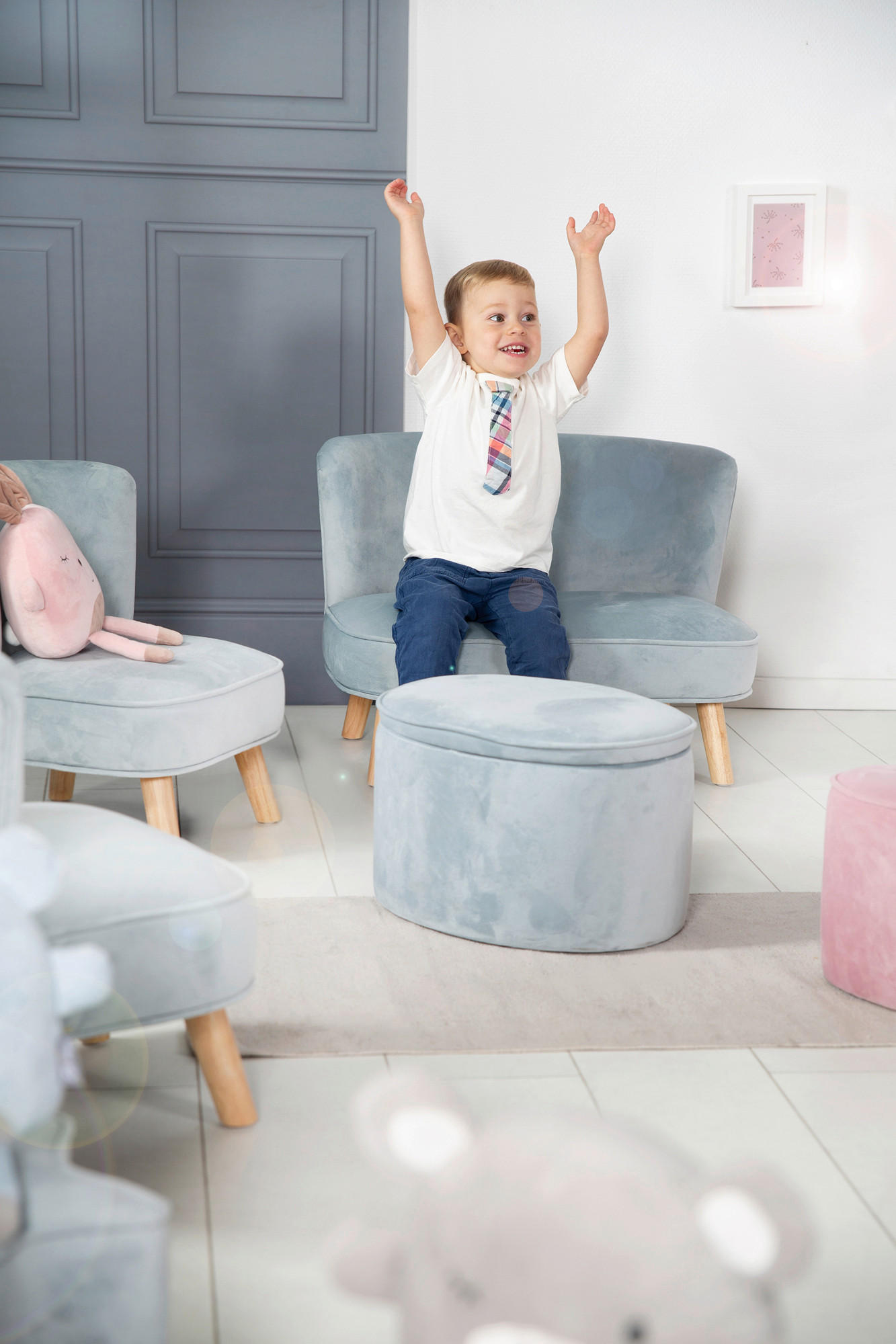KINDERSOFA - Hellblau, Basics, Textil (70/50/48cm) - Roba