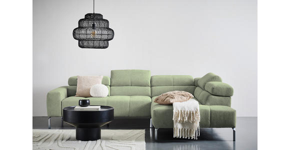 ECKSOFA Olivgrün Flachgewebe - Chromfarben/Olivgrün, KONVENTIONELL, Textil/Metall (282/224cm) - Hom`in