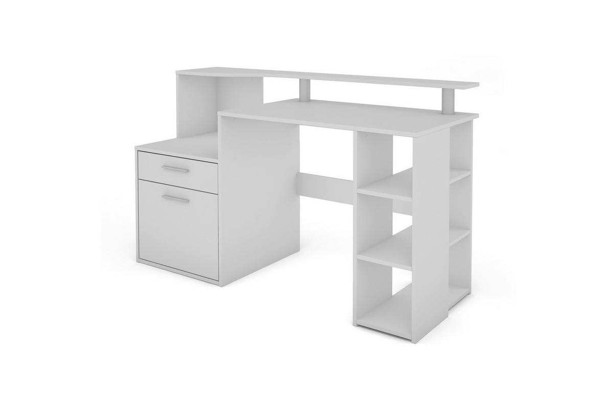 SCHREIBTISCH 140/55/89 cm Stauraum  - Weiß, MODERN, Holzwerkstoff/Kunststoff (140/55/89cm) - MID.YOU
