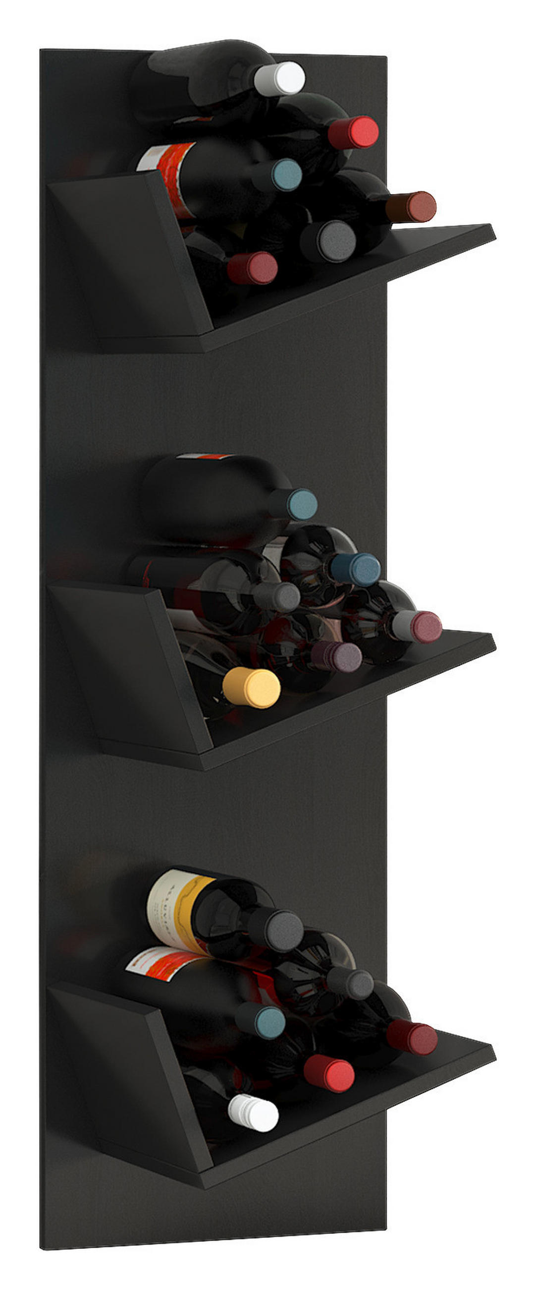 WEINREGAL 33/106,5/25,6 cm  - Schwarz, Basics, Holzwerkstoff (33/106,5/25,6cm) - MID.YOU