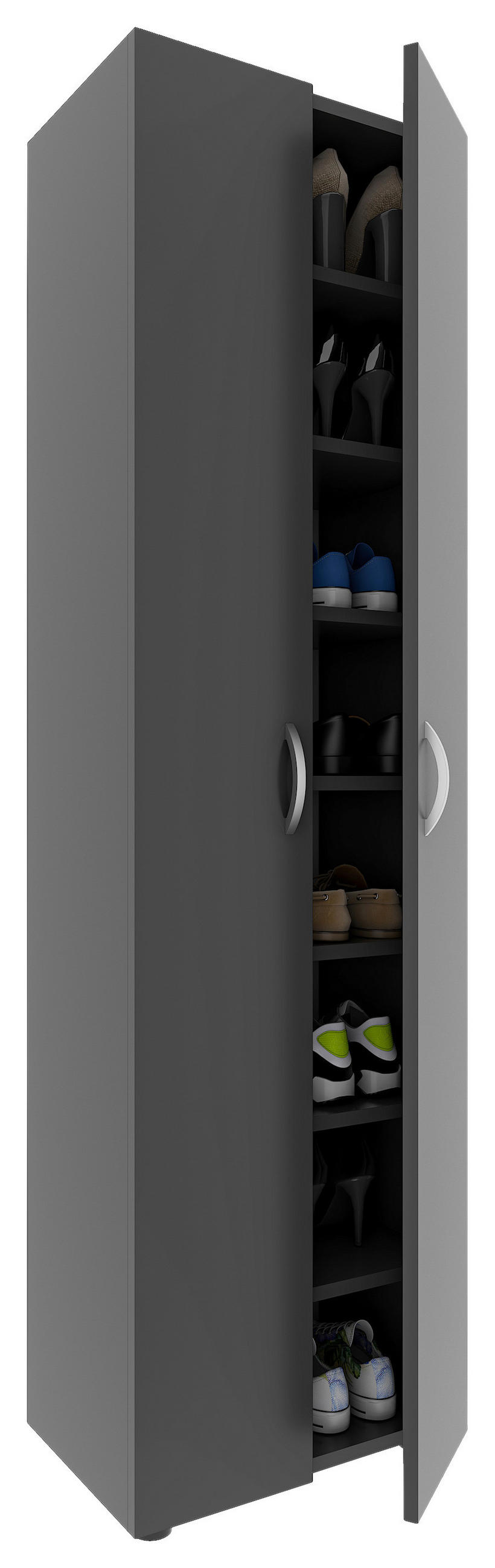 SCHUHSCHRANK  in 49/173/30 cm  - Anthrazit/Alufarben, Modern, Holzwerkstoff/Kunststoff (49/173/30cm) - MID.YOU