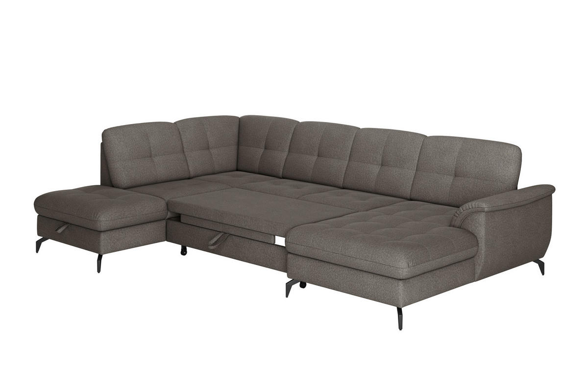 WOHNLANDSCHAFT in Flachgewebe Graphitfarben  - Schwarz/Graphitfarben, Modern, Textil/Metall (212/319/164cm) - Sit & More