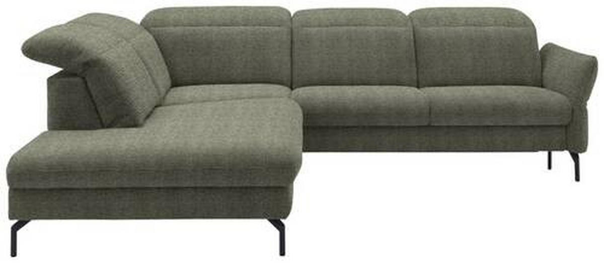 ECKSOFA in Flachgewebe Grün  - Schwarz/Grün, Design, Textil/Metall (233/299-313cm) - Dieter Knoll