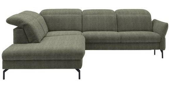 ECKSOFA in Flachgewebe Grün 233/299-313 cm - Schwarz/Grün, Design, Textil/Metall (233/299-313cm) - Dieter Knoll