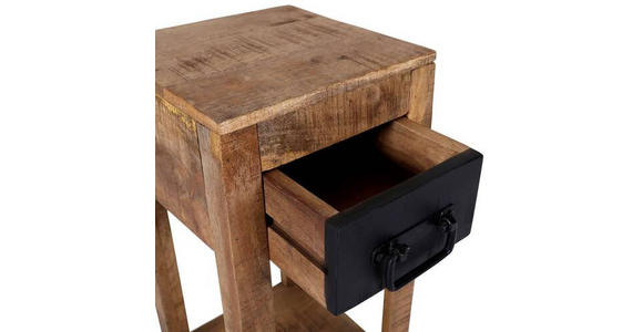 BEISTELLTISCH 27,5/27,5/60 cm Mangoholz massiv Braun, Schwarz quadratisch  - Schwarz/Braun, LIFESTYLE, Holz (27,5/27,5/60cm) - Landscape