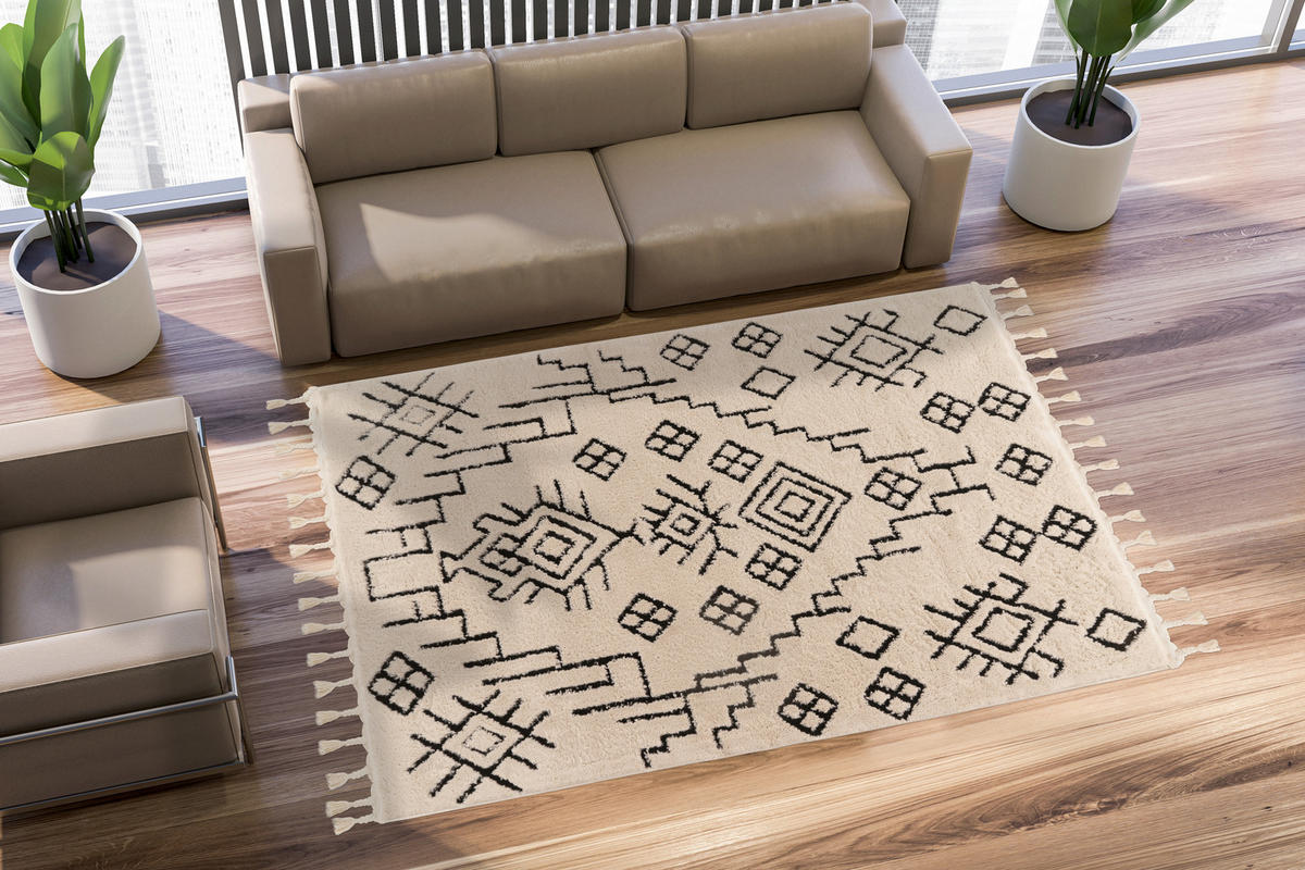 FLACHWEBETEPPICH Wohnzimmer 160/230 cm Weiß rechteckig  - Weiß, Basics, Textil (160/230cm) - Kayoom