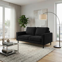 2-SITZER-SOFA  in Cord Schwarz Modern  - Schwarz, Design, Textil/Metall (148/85/92cm) - Livetastic