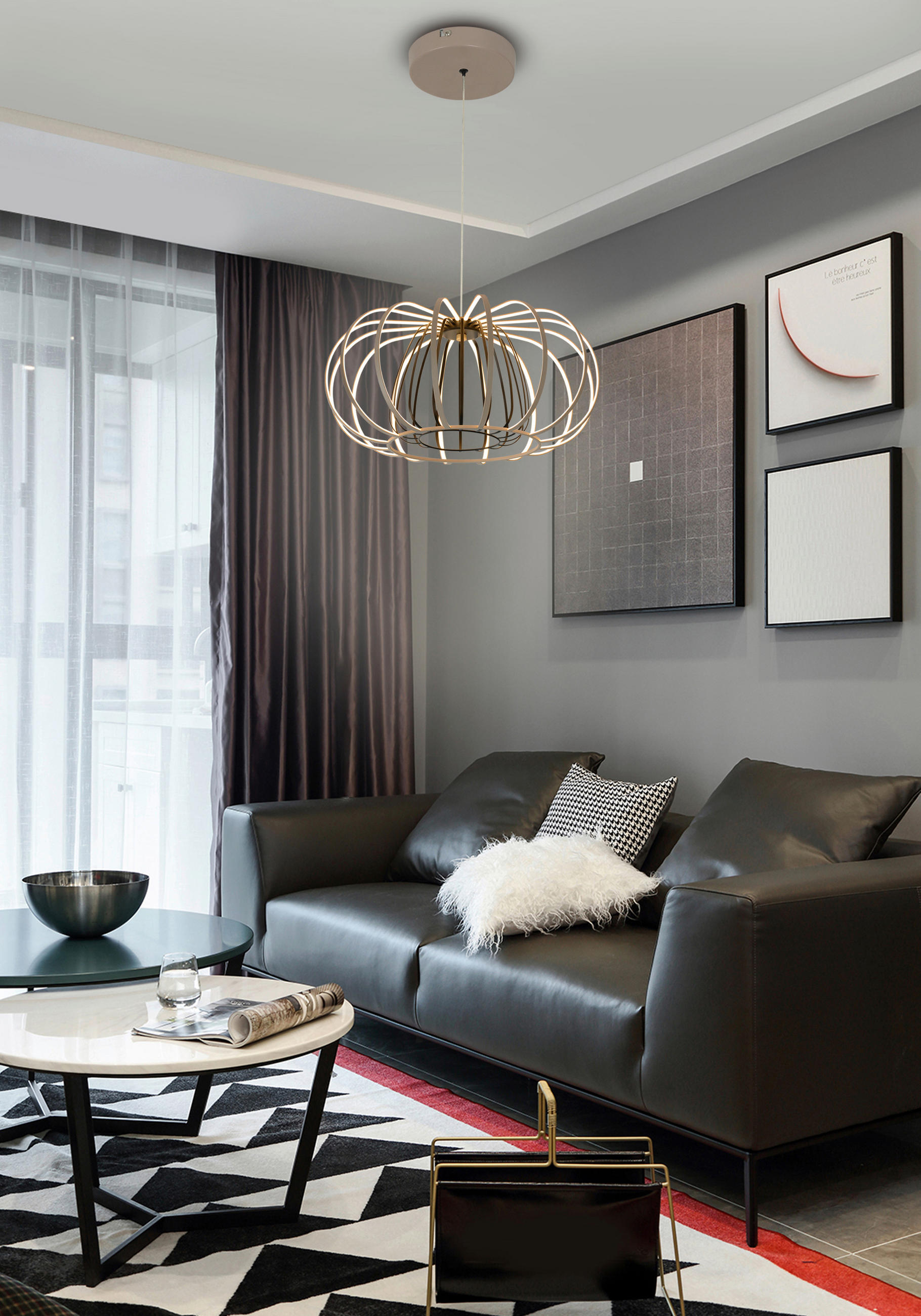 LED-PENDELLAMPA Salo 55/150 cm  - sandfärgad, Design, metall (55/150cm)