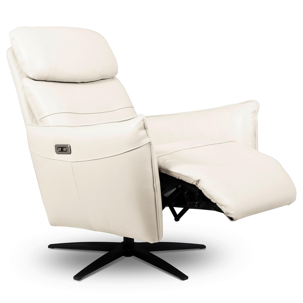 RELAXSESSEL in Leder Weiß  - Schwarz/Weiß, Design, Leder/Metall (77/107/88cm) - Livetastic