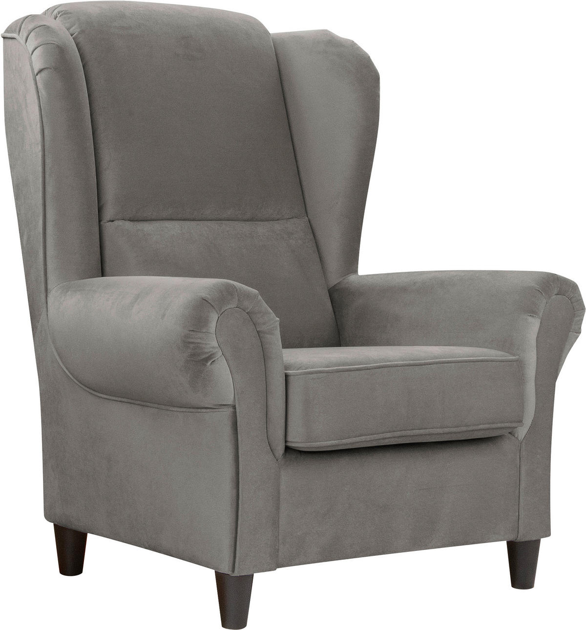 OHRENSESSEL Plüsch Grau  - Schwarz/Grau, Design, Holz/Textil (94/112/92cm) - MID.YOU