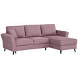 ECKSOFA in Velours Rosa  - Schwarz/Rosa, KONVENTIONELL, Holz/Textil (244/159cm) - Carryhome