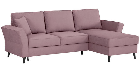 ECKSOFA in Velours Rosa  - Schwarz/Rosa, KONVENTIONELL, Holz/Textil (244/159cm) - Carryhome