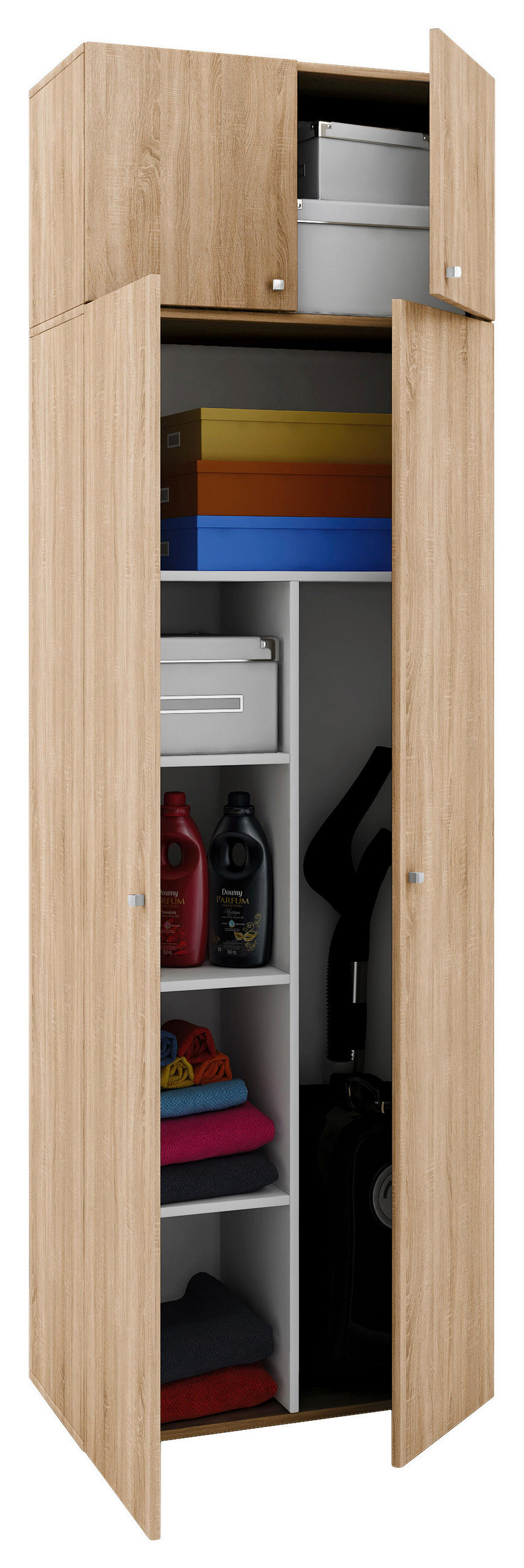 MEHRZWECKSCHRANK 70/218/39 cm  in Sonoma Eiche  - Silberfarben/Schwarz, MODERN, Holzwerkstoff/Kunststoff (70/218/39cm) - MID.YOU