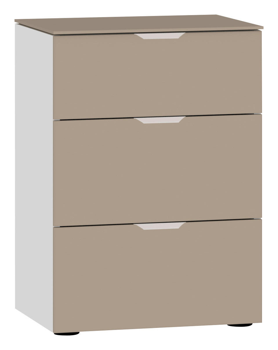 NACHTKÄSTCHEN 45/65/43 cm  in Weiss, Hellbraun  - Hellbraun/Weiss, Design, Glas/Holzwerkstoff (45/65/43cm) - Jutzler