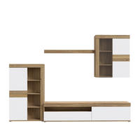 OBÝVACÍ STĚNA, barvy dubu, světle šedá - barvy dubu/světle šedá, Moderní, kompozitní dřevo/sklo (279,9/200,9/41,3cm) - Carryhome