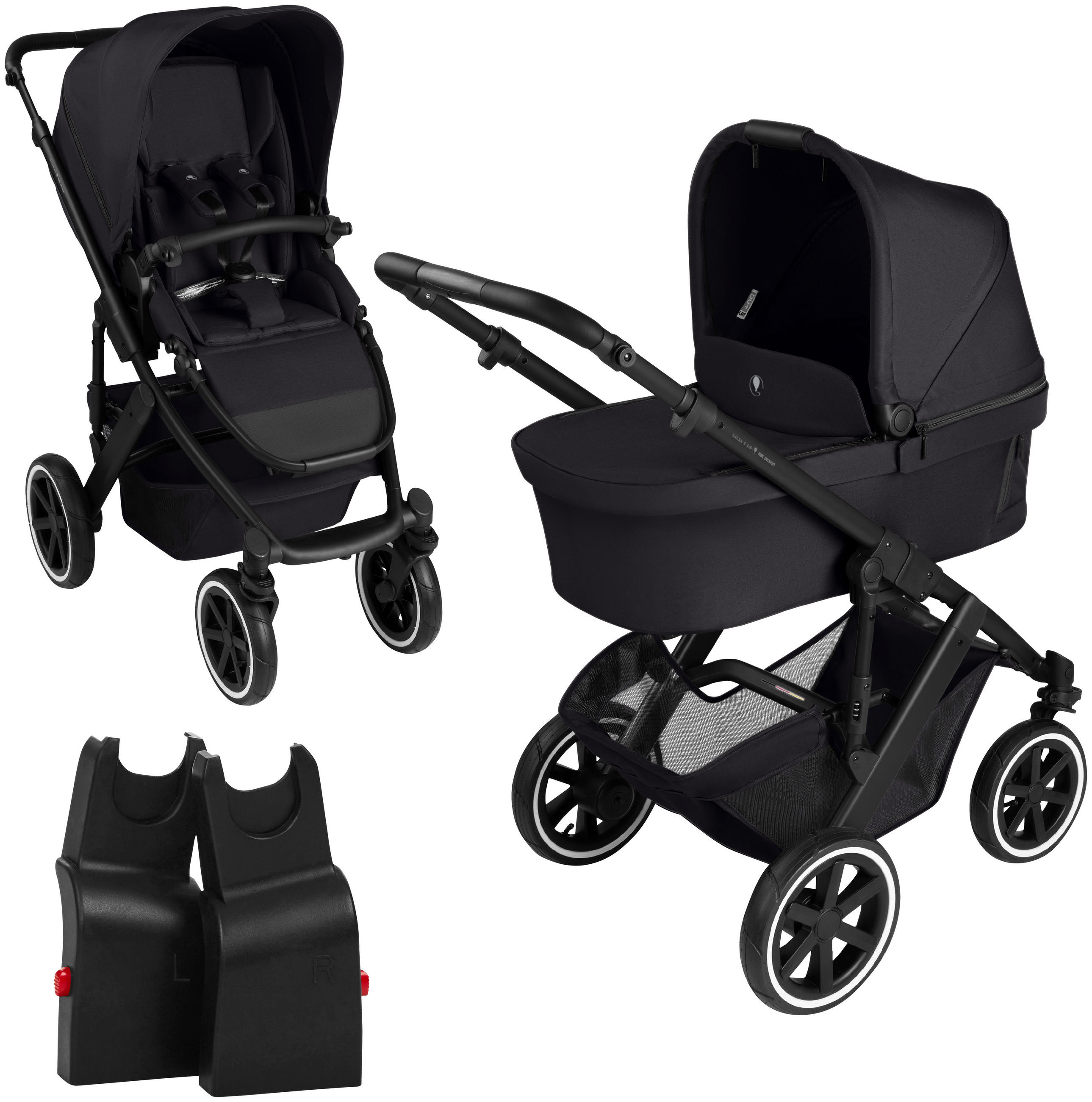 KINDERWAGENSET Salsa 5 Air  - Schwarz, Basics, Textil/Metall (63/118/95,5cm) - ABC Design