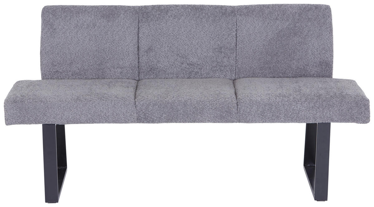 SITZBANK in Metall, Textil Grau  - Schwarz/Grau, Modern, Textil/Metall (166/82/61cm) - MID.YOU