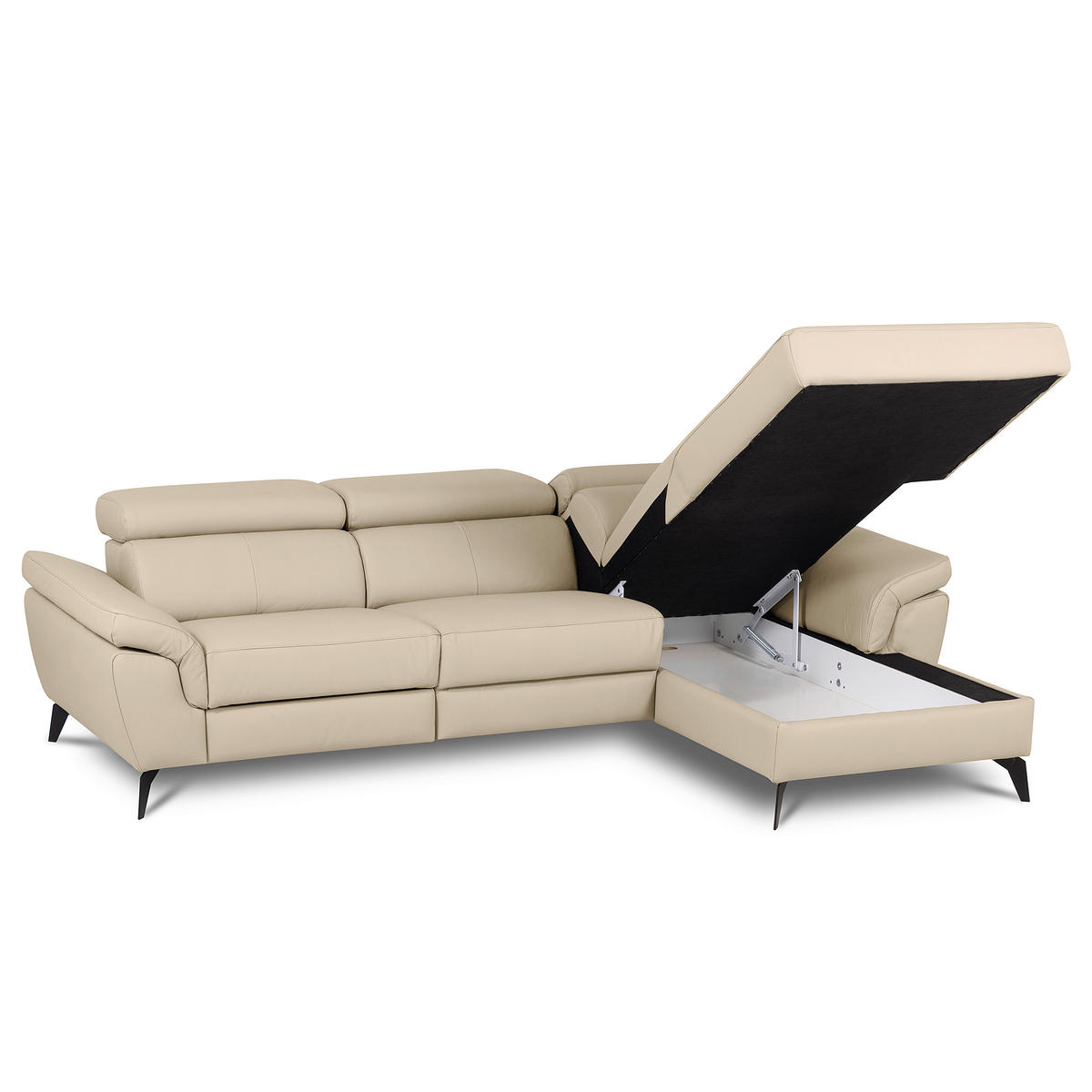 ECKSOFA  in Lederlook Echtleder Grau  - Schwarz/Grau, Design, Leder/Textil (252/179cm) - Livetastic