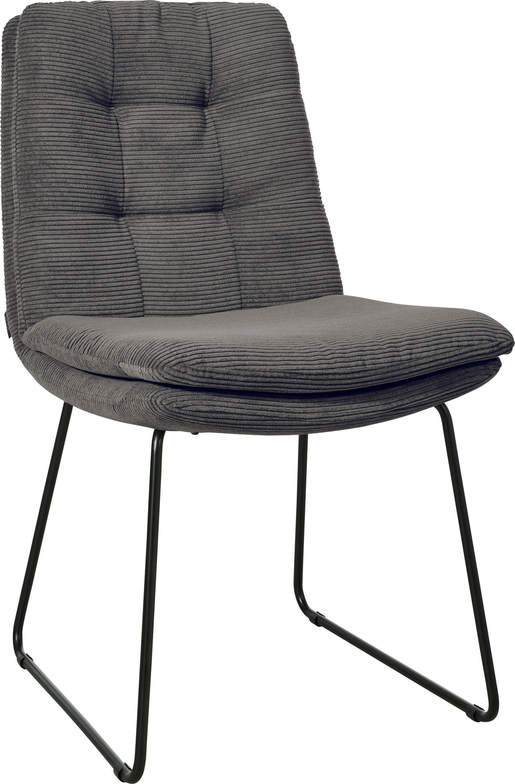 STUHL  in Cord Textil  - Anthrazit/Schwarz, Design, Textil/Metall (49/90/68cm) - Johann Jakob