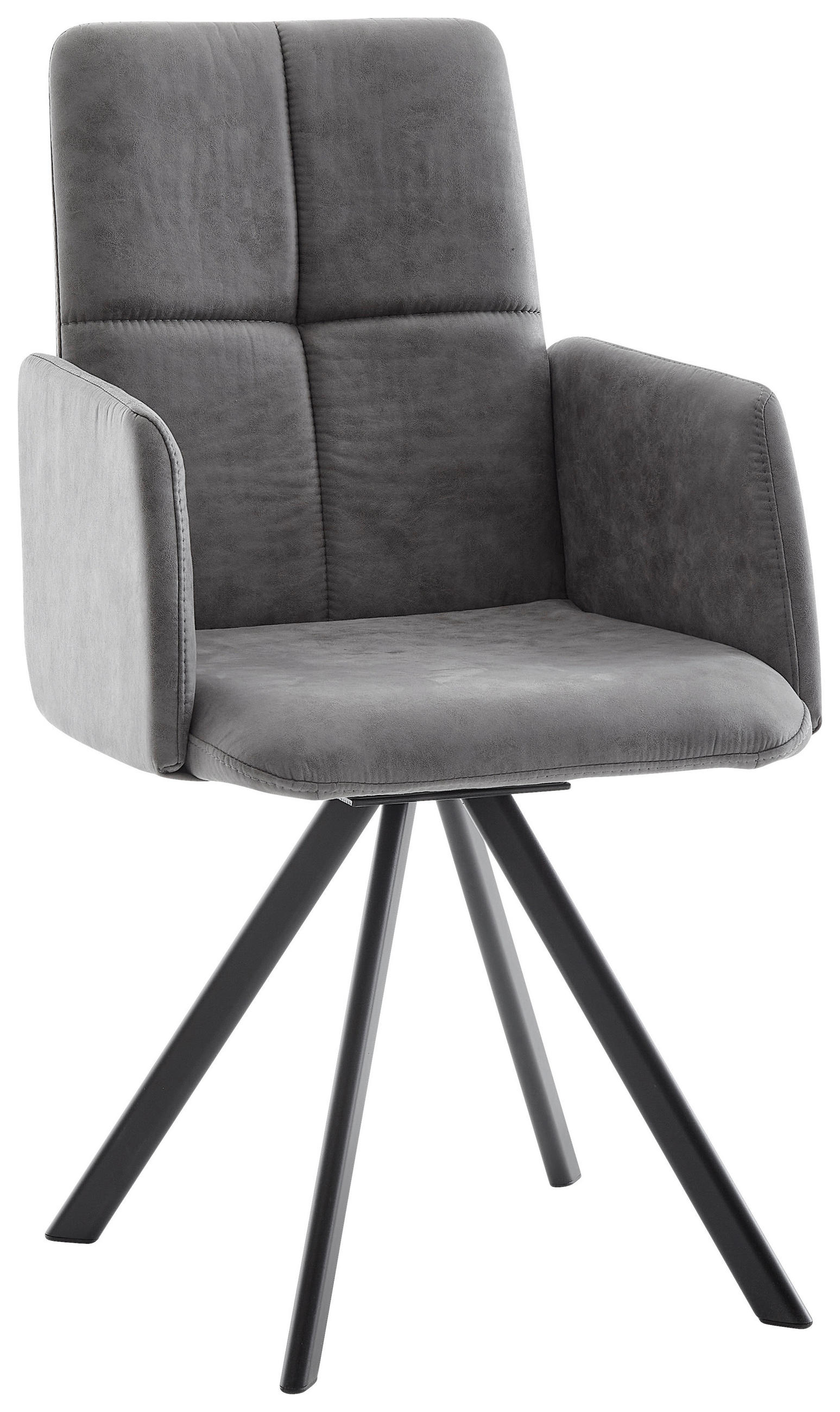 ARMLEHNSTUHL  Stoffauswahl, Typenauswahl, inklusive Armlehnen Mikrofaser  - Schwarz/Grau, MODERN, Textil/Metall (52/92/60cm) - Cantus